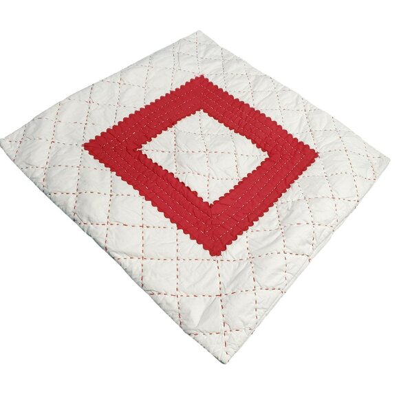 Pottery Barn Kids Quilted Pillow Sham Euro 26.5" Square Red Holiday Christmas - Picture 2 of 9